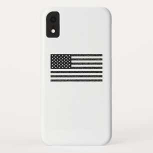 US Flag Black en White  Retro iPhone XR Hoesje
