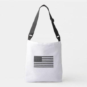 US Flag Black en White  Retro Crossbody Tas