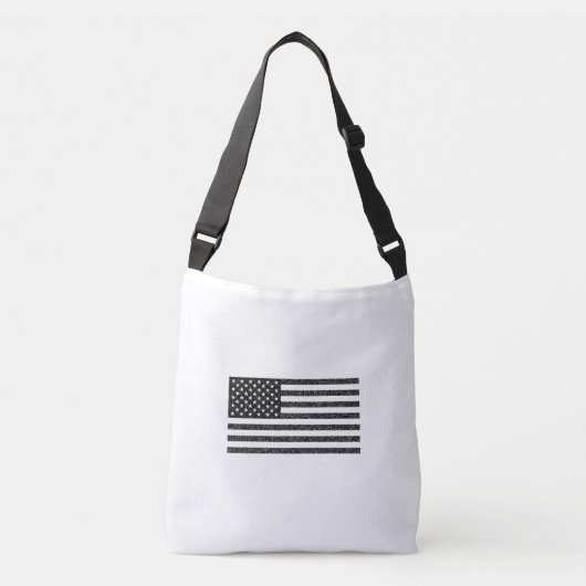 US Flag Black en White Retro Crossbody Tas (Voorkant)
