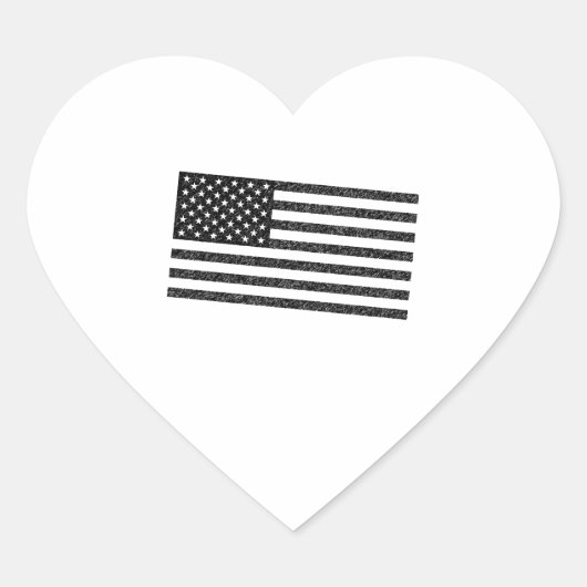 US Flag Black en White  Retro Hart Sticker (Voorkant)