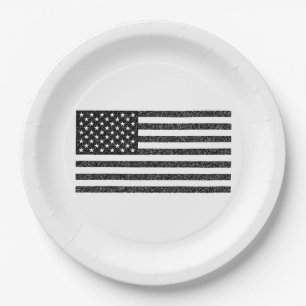 US Flag Black en White Retro Papieren Bordje