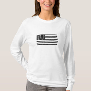 US Flag Black en White  Retro T-shirt