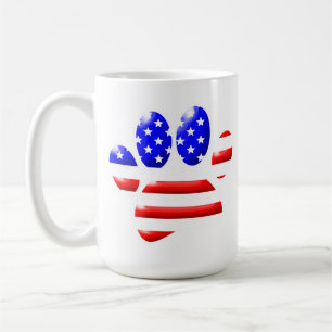 US Flag Dog Paw Print Koffiemok