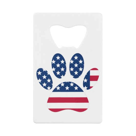 US Flag Dog Paw Print Kredietkaart Flessenopener (Voorkant)
