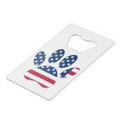 US Flag Dog Paw Print Kredietkaart Flessenopener (Voorkant Gekanteld)