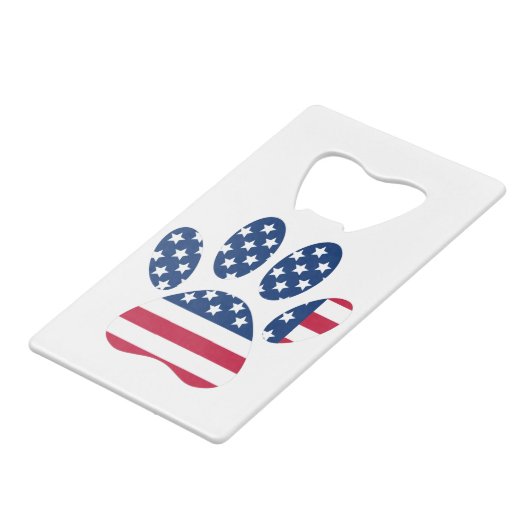 US Flag Dog Paw Print Kredietkaart Flessenopener (Achterkant Gekanteld)