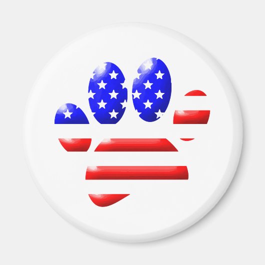 US Flag Dog Paw Print Magneet (Voorkant)