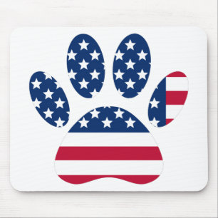 US Flag Dog Paw Print Muismat