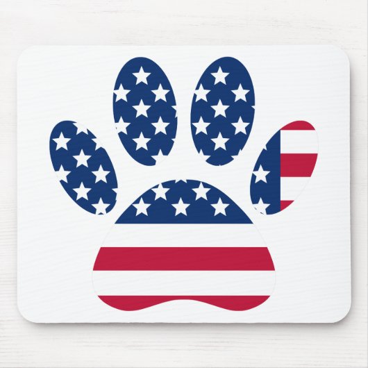 US Flag Dog Paw Print Muismat (Voorkant)