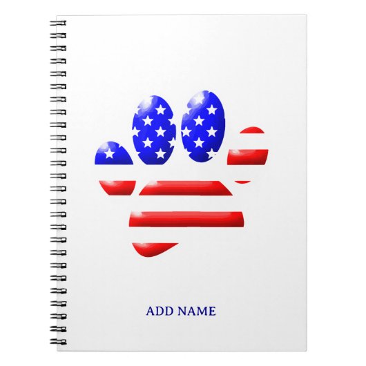 US Flag Dog Paw Print Notitieboek (Voorkant)