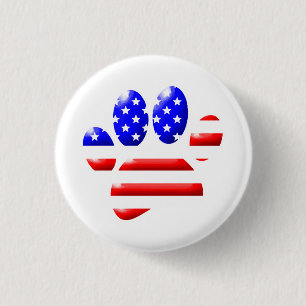 US Flag Dog Paw Print Ronde Button 3,2 Cm