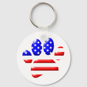 US Flag Dog Paw Print Sleutelhanger