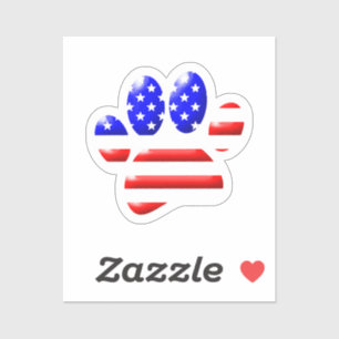 US Flag Dog Paw Print Sticker