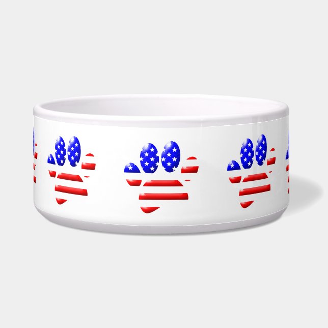 US Flag Dog Paw Print Voerbakje (Voorkant)