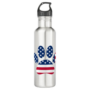 US Flag Dog Paw Print Waterfles