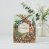 US Flag Eagle Wreath Tombstone Gravestone Rose Briefkaart (Staand voorkant)