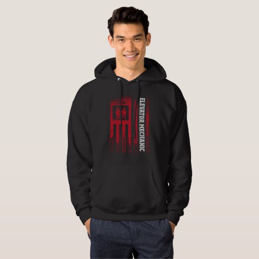 Us Flag Elevator Mechanic Hoodie (Voorkant volledig)