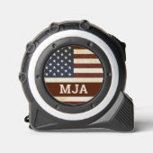 US Flag gepersonaliseerd 3 Monogram Patriotisch Rolmaat (Voorkant)