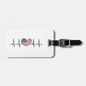 US Flag Heartbeat ECG Electrocardiografie Bagagelabel (Voorkant horizontaal)