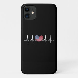 US Flag Heartbeat ECG Electrocardiografie iPhone 11 Hoesje