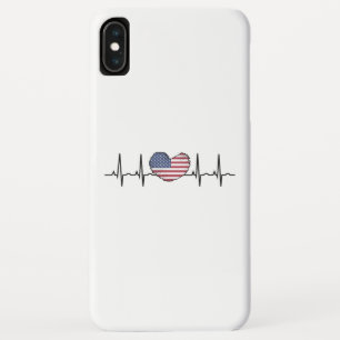 US Flag Heartbeat ECG Electrocardiografie iPhone XS Max Hoesje