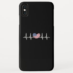 US Flag Heartbeat ECG Electrocardiografie iPhone XS Max Hoesje
