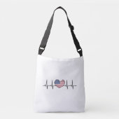 US Flag Heartbeat ECG Electrocardiografie Crossbody Tas (Voorkant)