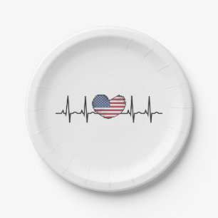 US Flag Heartbeat ECG Electrocardiografie Papieren Bordje