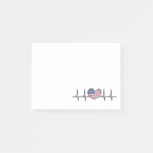 US Flag Heartbeat ECG Electrocardiografie Post-it® Notes (Voorkant)