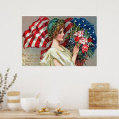 US Flag Lady Liberty Wreatorial Day Poster (Keuken)