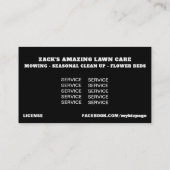 *~* US Flag Lawn Mower Black White Lawn Care  Visitekaartje (Achterkant)