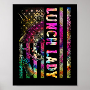 US Flag Lunch Lady Terug naar school Chef Cook Poster