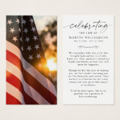 US Flag Memorial Sympathy Funeral Prayer Card (Devant & derrière)