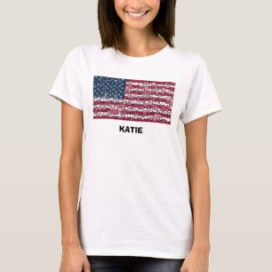US Flag Mozaïek Design (Black Text) T-shirt voor d