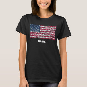 US Flag Mozaïek Design (White Text) T-shirt voor d
