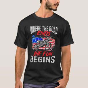 US Flag MX Motocross Waar de weg de lol afmaakt T-shirt