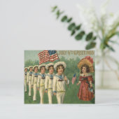 US Flag Parade Marine Uniform 4 juli Briefkaart (Staand voorkant)