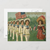 US Flag Parade Marine Uniform 4 juli Briefkaart (Voorkant / Achterkant)