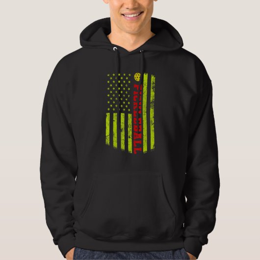 US Flag Pickleball Player Paddleball Lover Hoodie (Voorkant)