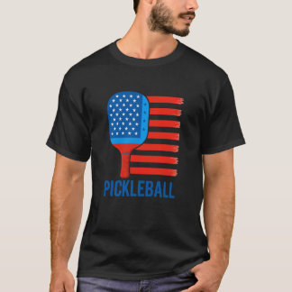 Us Flag Pickleball Player Paddleball Lover T-shirt