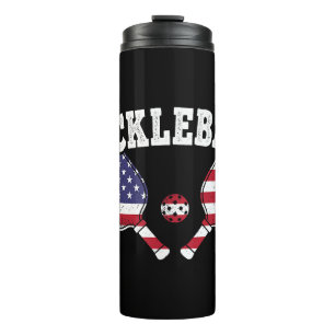 US Flag Pickleball Speler  Pickle Ball Love Thermosbeker