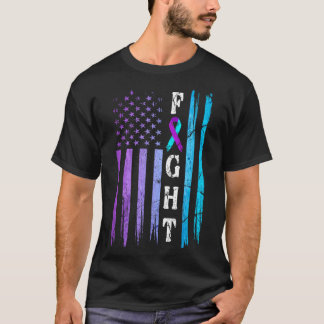Us Flag Preventie Bewustzijn Strijd Draag Paars T-shirt