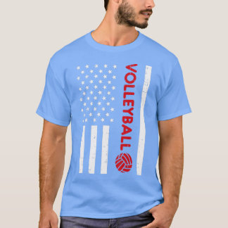 US Flag Red Volleyball  Patriottische Mannen Vrouw T-shirt