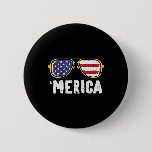 US Flag Sunglass Merica Memorial Day Patriot Manne Ronde Button 5,7 Cm