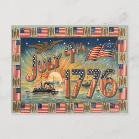 US Flag Sunrise Bald Eagle Ship Briefkaart (Voorkant)