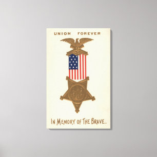 US Flag Union Civil War Medal Eagle Canvas Afdruk