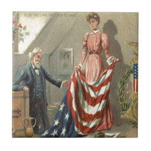 US Flag Union Civil War Medal Eagle Wreater Tegeltje