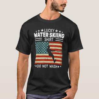 US Flag Water Skiing 4 juli waterski mannen Water T-shirt