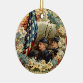 US Flag Wreated Parade Maart Burgeroorlog Keramisch Ornament (Rechts)