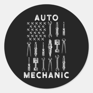 US Flag Wright Workshop Scredriver Mechanic Gift Ronde Sticker